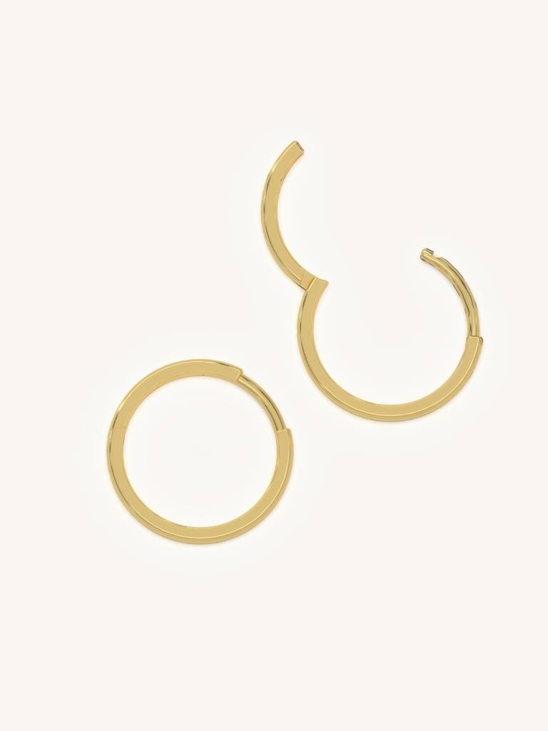 Polished Gold Hoops Earrings 925 Sterling Silver 18Kt Gold Vermeil Jewellery For Women : QM102004_Y