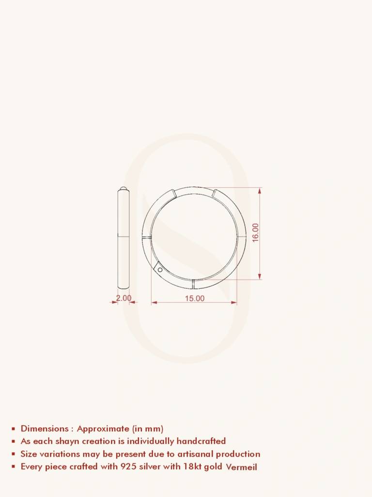 Polished Gold Hoops Earrings 925 Sterling Silver 18Kt Gold Vermeil Jewellery For Women : QM102004_Y