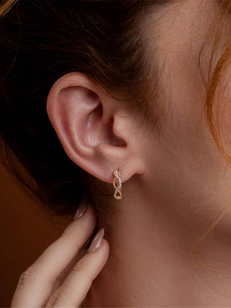 Rope Serenade Hoops Earrings 925 Sterling Silver 18Kt Gold Vermeil Jewellery For Women : QM106001_Y