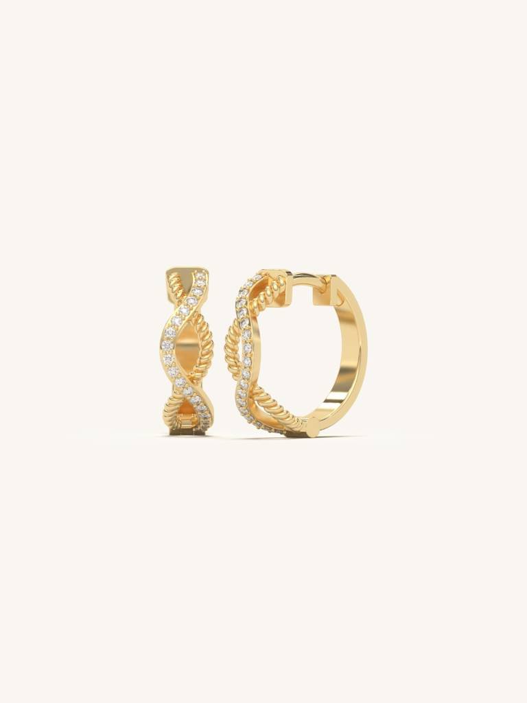 Rope Serenade Hoops Earrings 925 Sterling Silver 18Kt Gold Vermeil Jewellery For Women : QM106001_Y