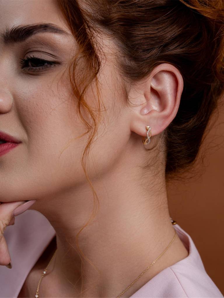 Rope Serenade Hoops Earrings 925 Sterling Silver 18Kt Gold Vermeil Jewellery For Women : QM106001_Y