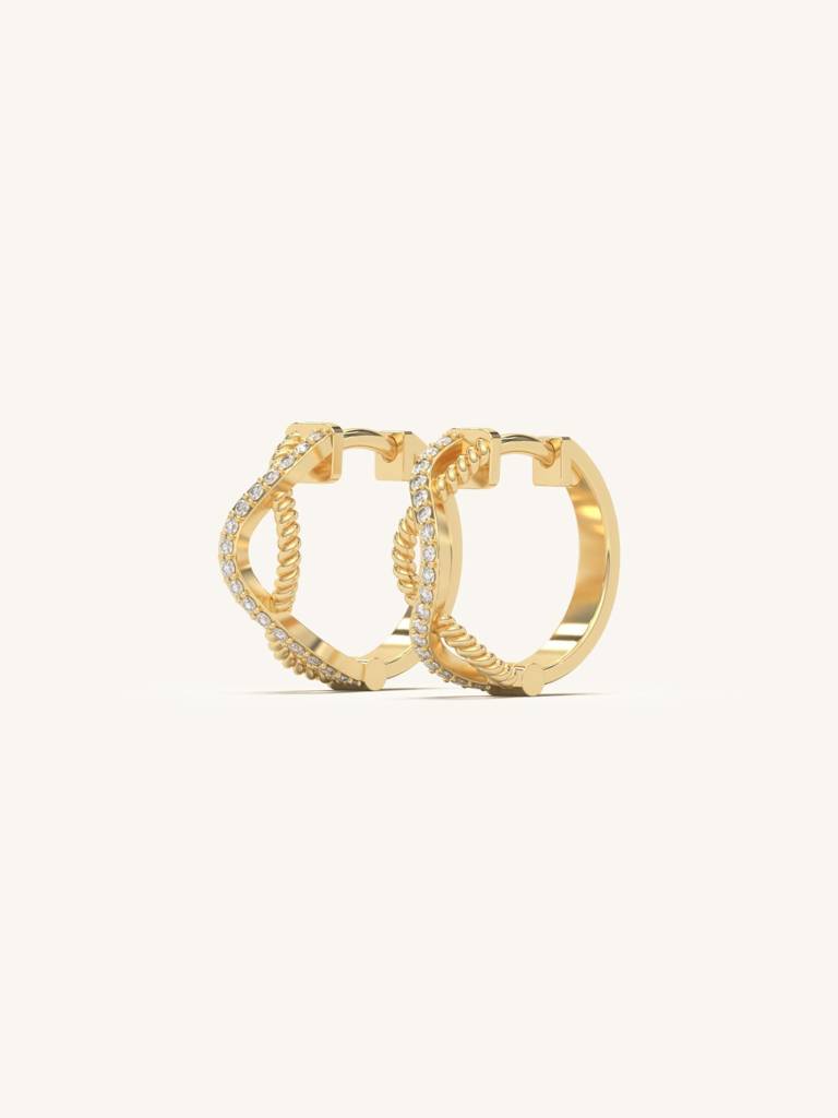 Rope Serenade Hoops Earrings 925 Sterling Silver 18Kt Gold Vermeil Jewellery For Women : QM106001_Y