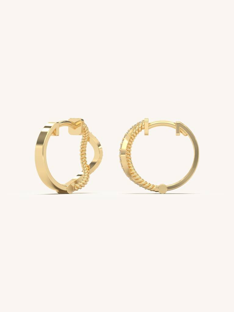 Rope Serenade Hoops Earrings 925 Sterling Silver 18Kt Gold Vermeil Jewellery For Women : QM106001_Y