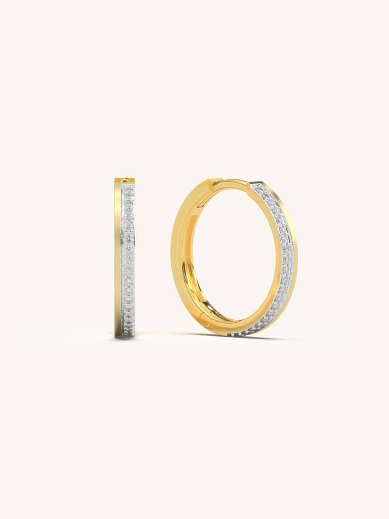 Elegant Moissanite Hoops Earrings 925 Sterling Silver 18Kt Gold Vermeil Jewellery For Women : QM109001_Y