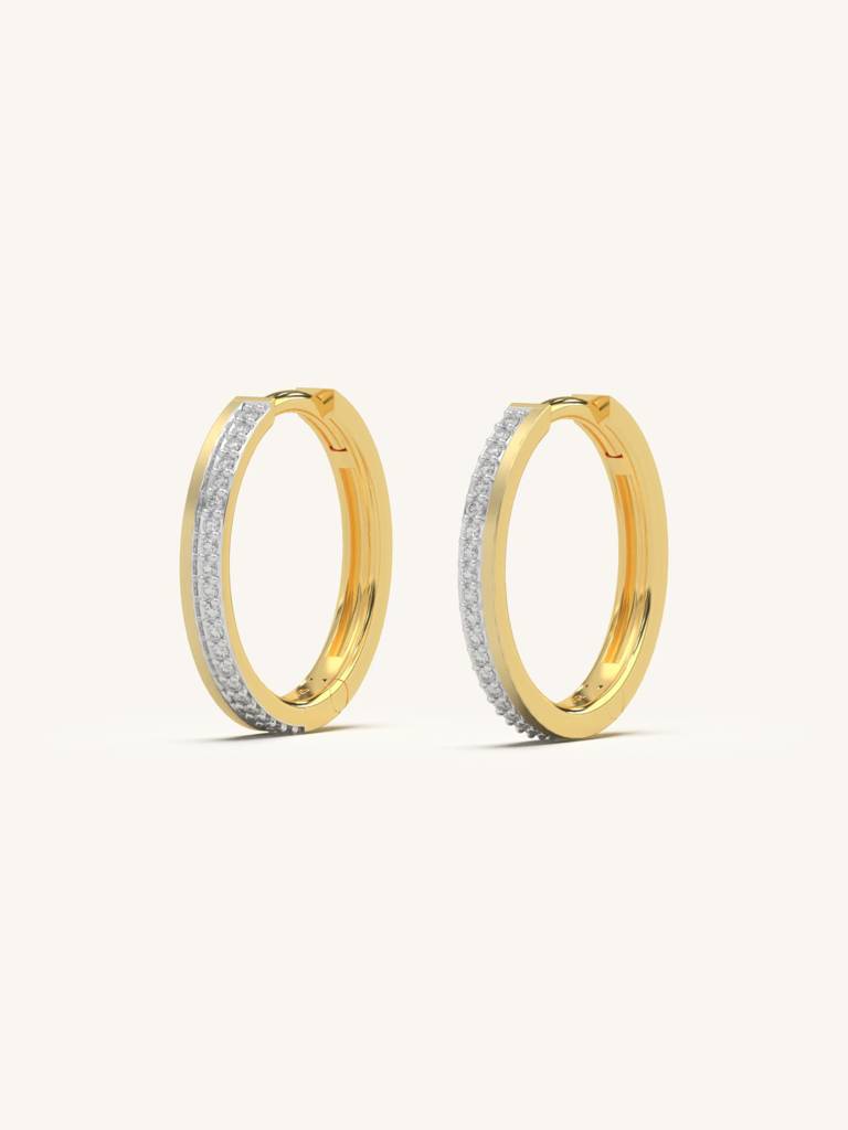 Elegant Moissanite Hoops Earrings 925 Sterling Silver 18Kt Gold Vermeil Jewellery For Women : QM109001_Y