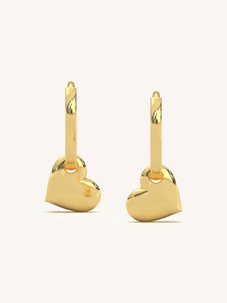 Heart Charm Earbands Earrings 925 Sterling Silver 18Kt Gold Vermeil Jewellery For Women : QM113003_Y