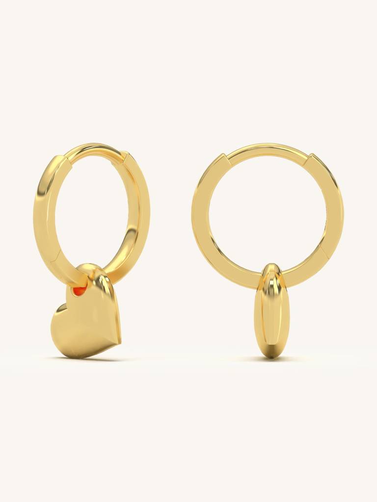 Heart Charm Earbands Earrings 925 Sterling Silver 18Kt Gold Vermeil Jewellery For Women : QM113003_Y