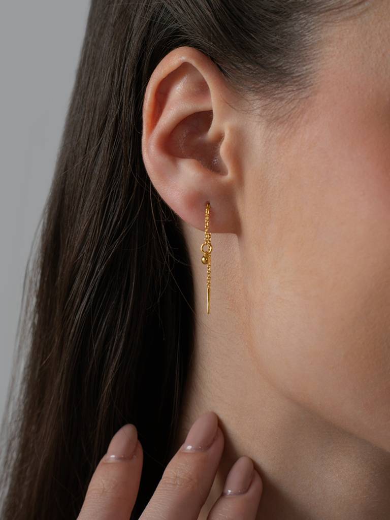 Spike Drop Earbands Earrings 925 Sterling Silver 18Kt Gold Vermeil Jewellery For Women : QM114005_Y