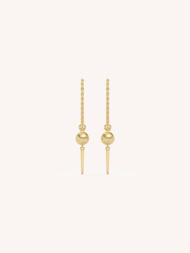 Spike Drop Earbands Earrings 925 Sterling Silver 18Kt Gold Vermeil Jewellery For Women : QM114005_Y