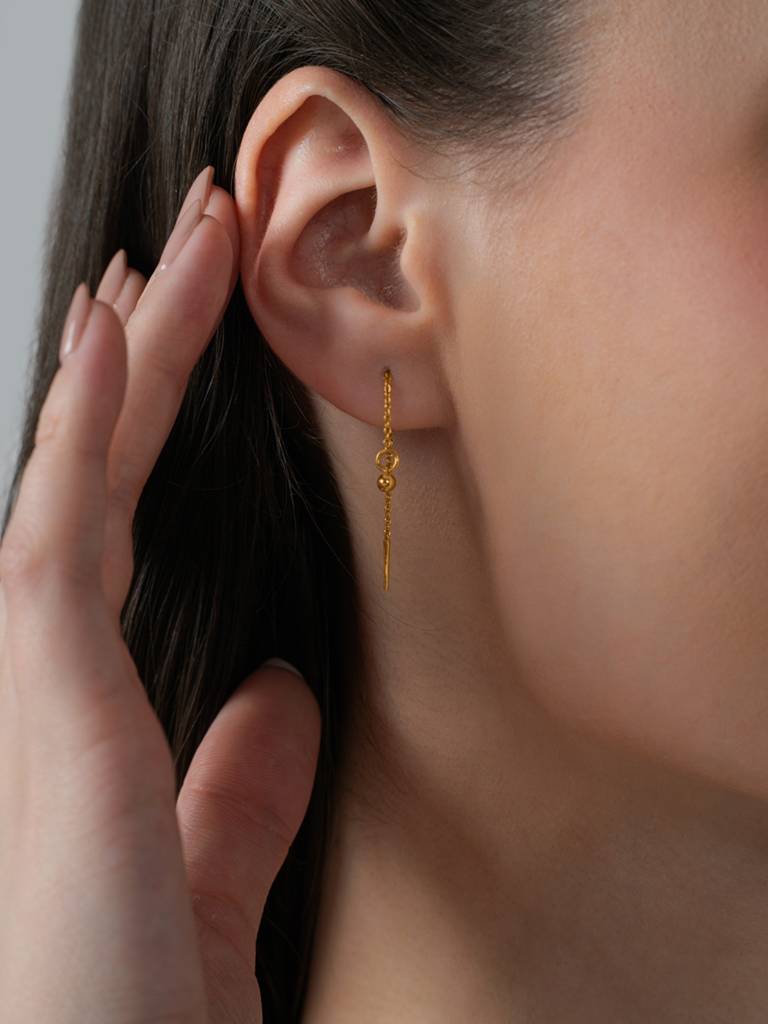 Spike Drop Earbands Earrings 925 Sterling Silver 18Kt Gold Vermeil Jewellery For Women : QM114005_Y