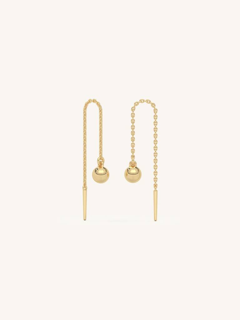 Spike Drop Earbands Earrings 925 Sterling Silver 18Kt Gold Vermeil Jewellery For Women : QM114005_Y