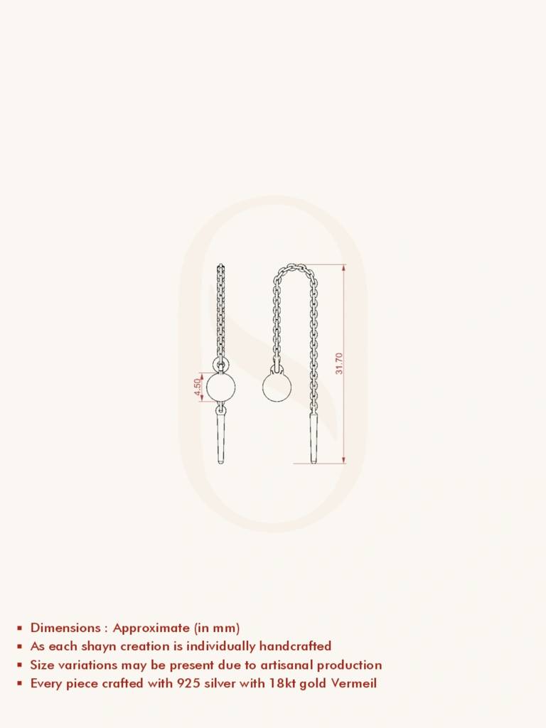 Spike Drop Earbands Earrings 925 Sterling Silver 18Kt Gold Vermeil Jewellery For Women : QM114005_Y