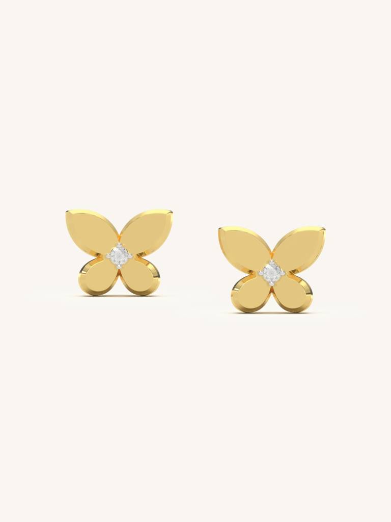 Classic Butterfly Studs Earrings 925 Sterling Silver 18Kt Gold Vermeil Jewellery For Women : QM115009_Y