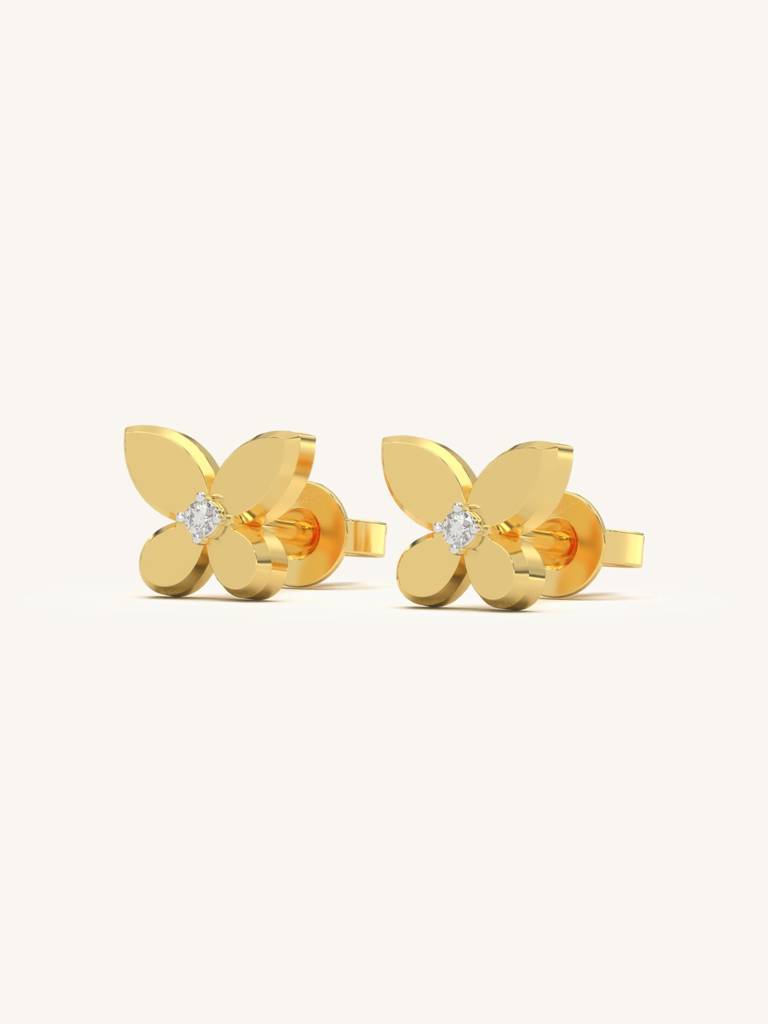 Classic Butterfly Studs Earrings 925 Sterling Silver 18Kt Gold Vermeil Jewellery For Women : QM115009_Y