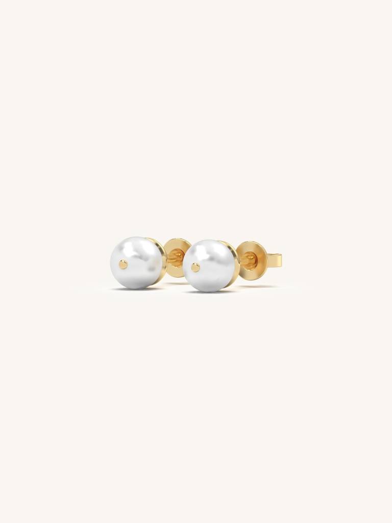 Simple Pearl Earbands Earrings 925 Sterling Silver 18Kt Gold Vermeil Jewellery For Women : QM118002_Y