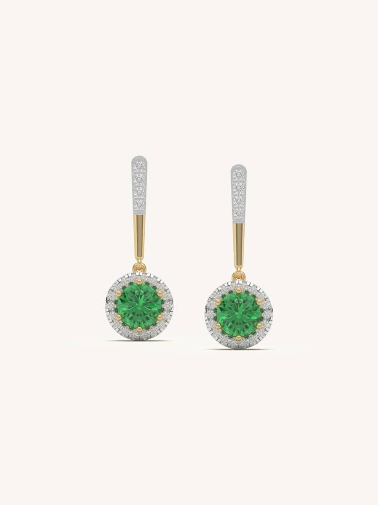 Halo Green Drops Earrings 925 Sterling Silver 18Kt Gold Vermeil Jewellery For Women : QM123009_Y