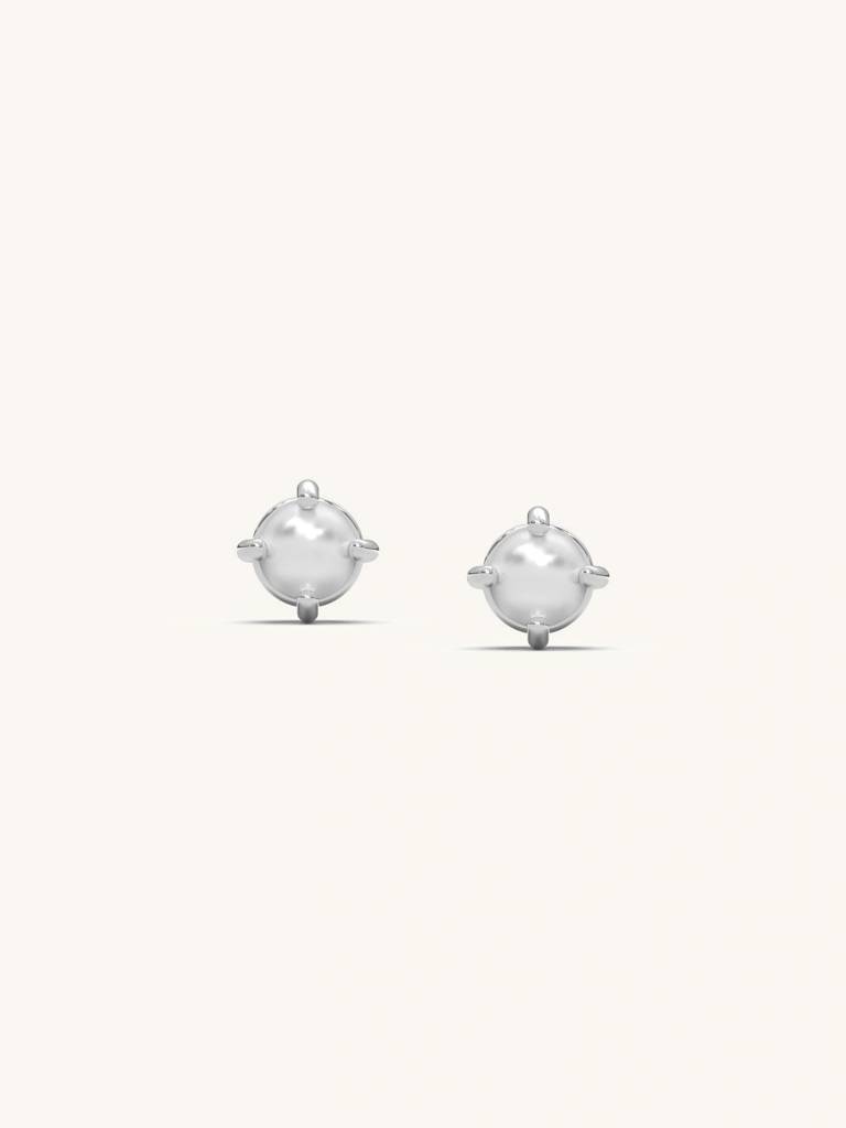 Pearl Finish Studs Earrings 925 Sterling Silver Jewellery For Women : QM129006_W