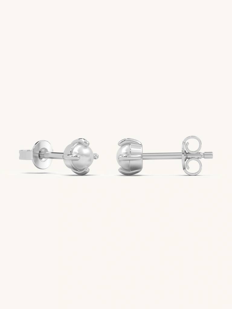 Pearl Finish Studs Earrings 925 Sterling Silver Jewellery For Women : QM129006_W