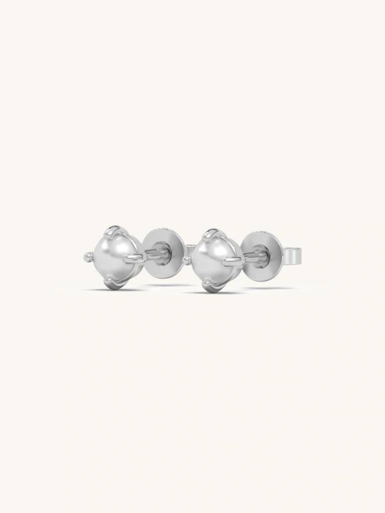 Pearl Finish Studs Earrings 925 Sterling Silver Jewellery For Women : QM129006_W