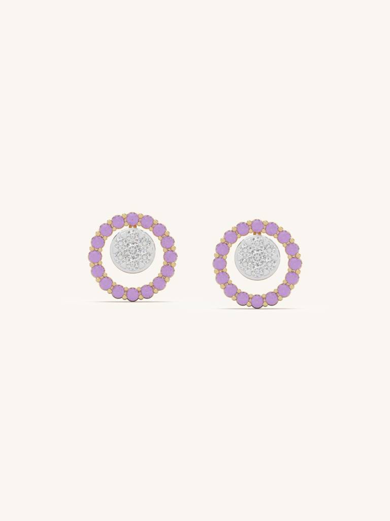 Pink Halo Stud Earbands Earrings 925 Sterling Silver 18Kt Gold Vermeil Jewellery For Women : QM139001_Y