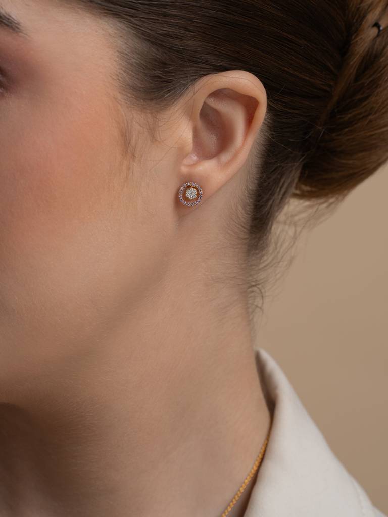 Pink Halo Stud Earbands Earrings 925 Sterling Silver 18Kt Gold Vermeil Jewellery For Women : QM139001_Y