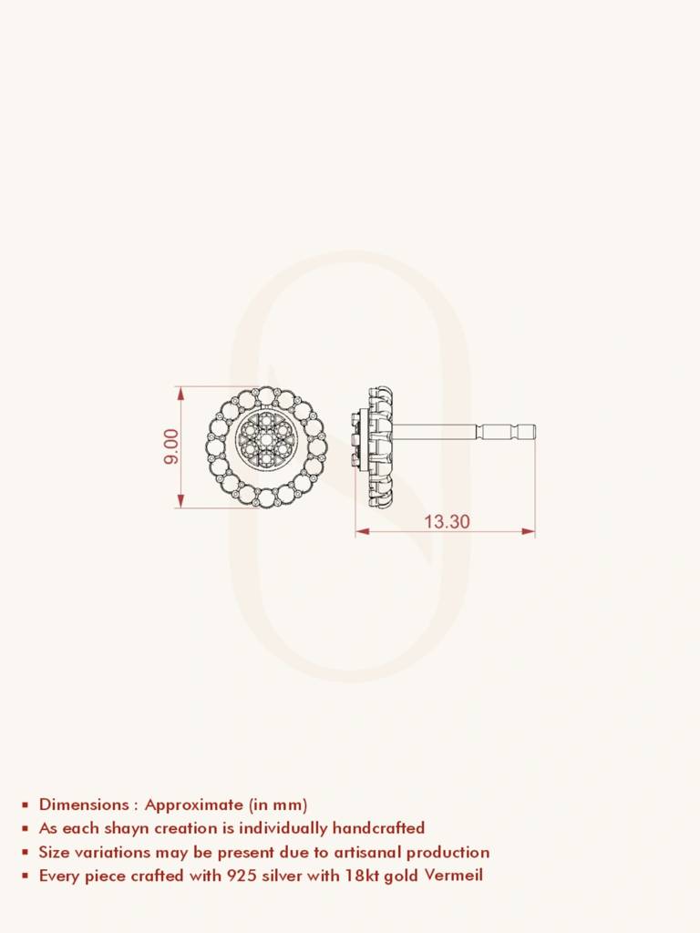 Pink Halo Stud Earbands Earrings 925 Sterling Silver 18Kt Gold Vermeil Jewellery For Women : QM139001_Y