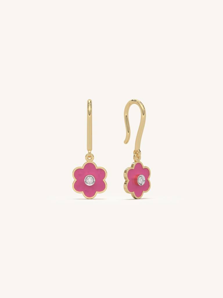 Pink Bloom Earbands Earrings 925 Sterling Silver 18Kt Gold Vermeil Jewellery For Women : QM143001_Y