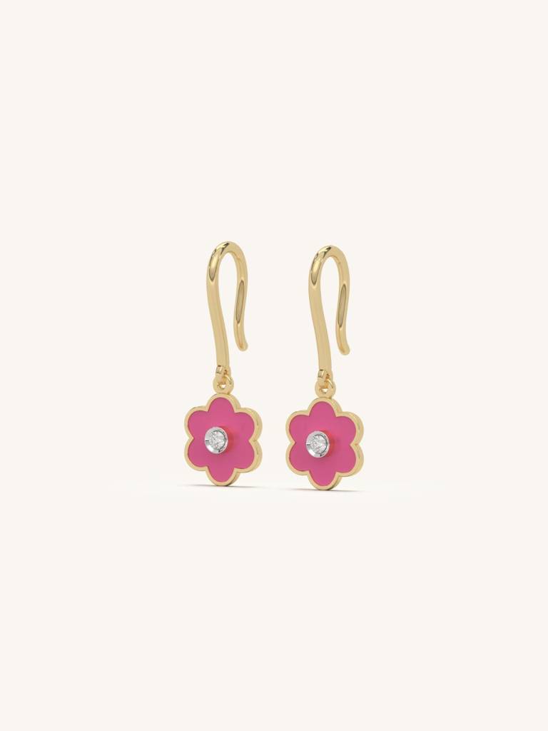 Pink Bloom Earbands Earrings 925 Sterling Silver 18Kt Gold Vermeil Jewellery For Women : QM143001_Y