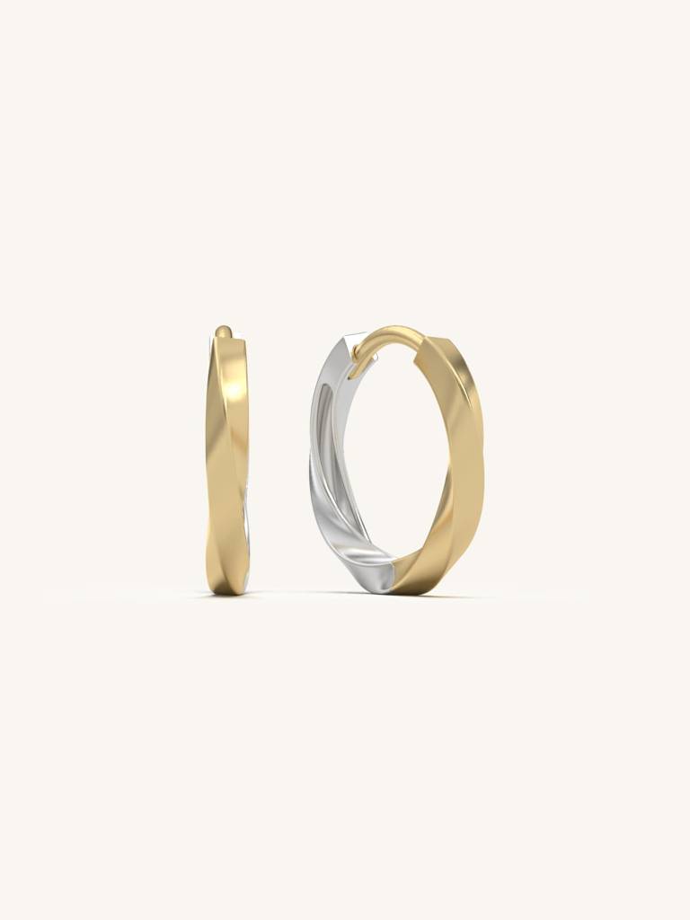 Twist Huggie Earbands Earrings 925 Sterling Silver 18Kt Gold Vermeil Jewellery For Women : QM146002_Y