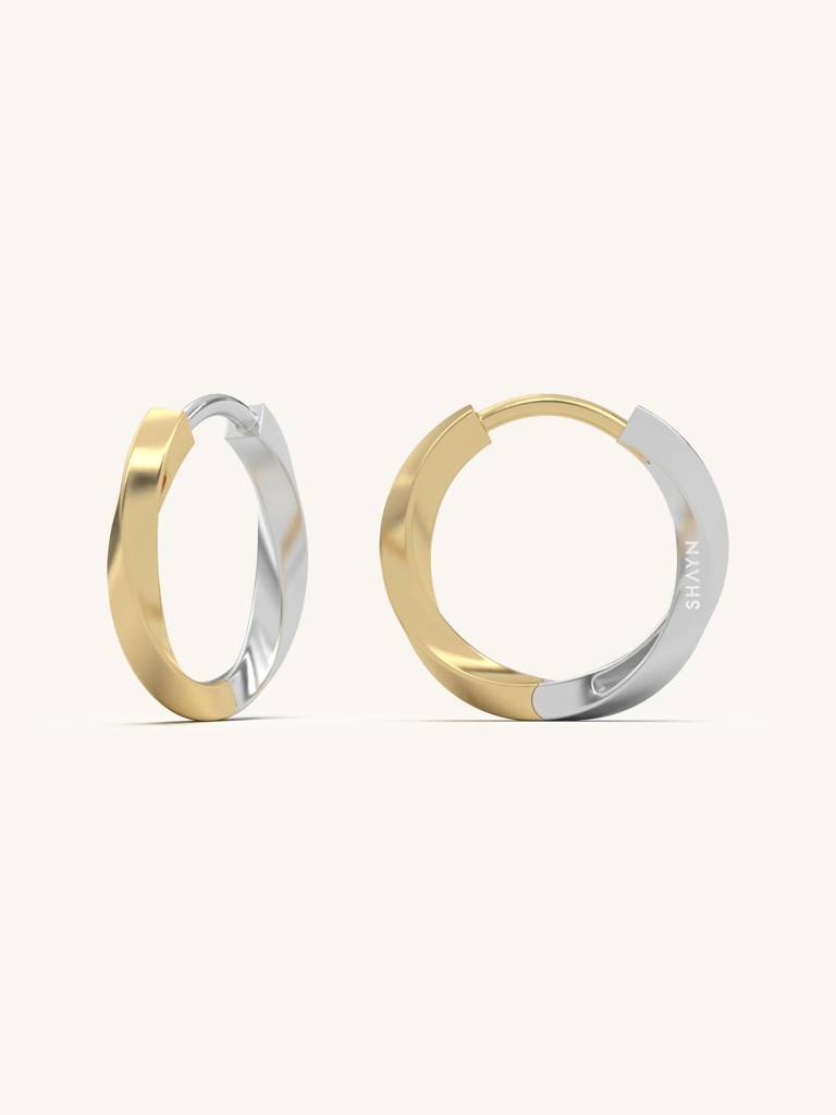 Twist Huggie Earbands Earrings 925 Sterling Silver 18Kt Gold Vermeil Jewellery For Women : QM146002_Y