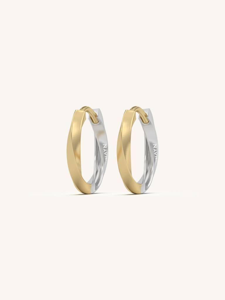 Twist Huggie Earbands Earrings 925 Sterling Silver 18Kt Gold Vermeil Jewellery For Women : QM146002_Y