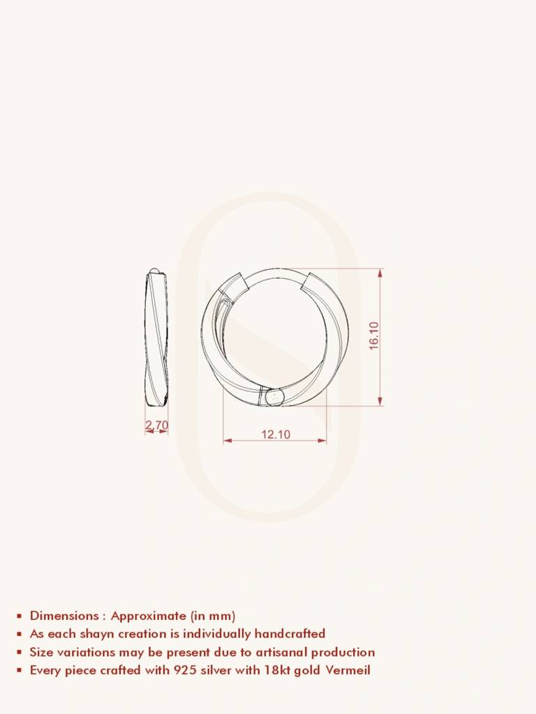 Twist Huggie Earbands Earrings 925 Sterling Silver 18Kt Gold Vermeil Jewellery For Women : QM146002_Y