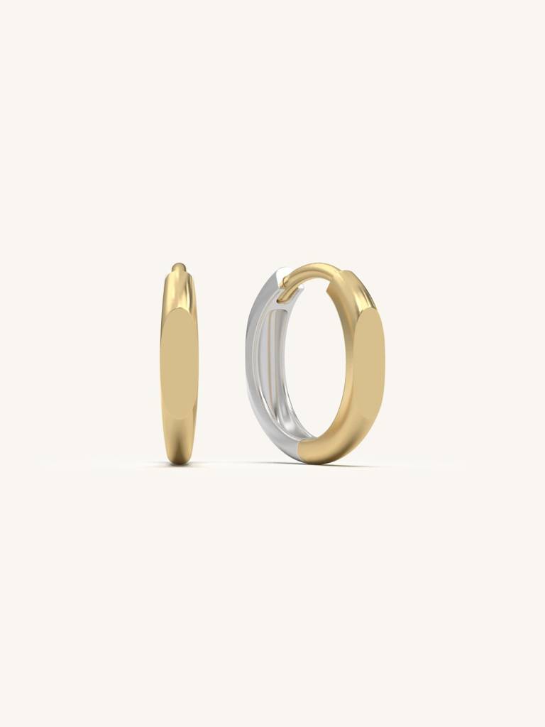 Sleek Dome Huggies Earrings 925 Sterling Silver 18Kt Gold Vermeil Jewellery For Women : QM146003_Y
