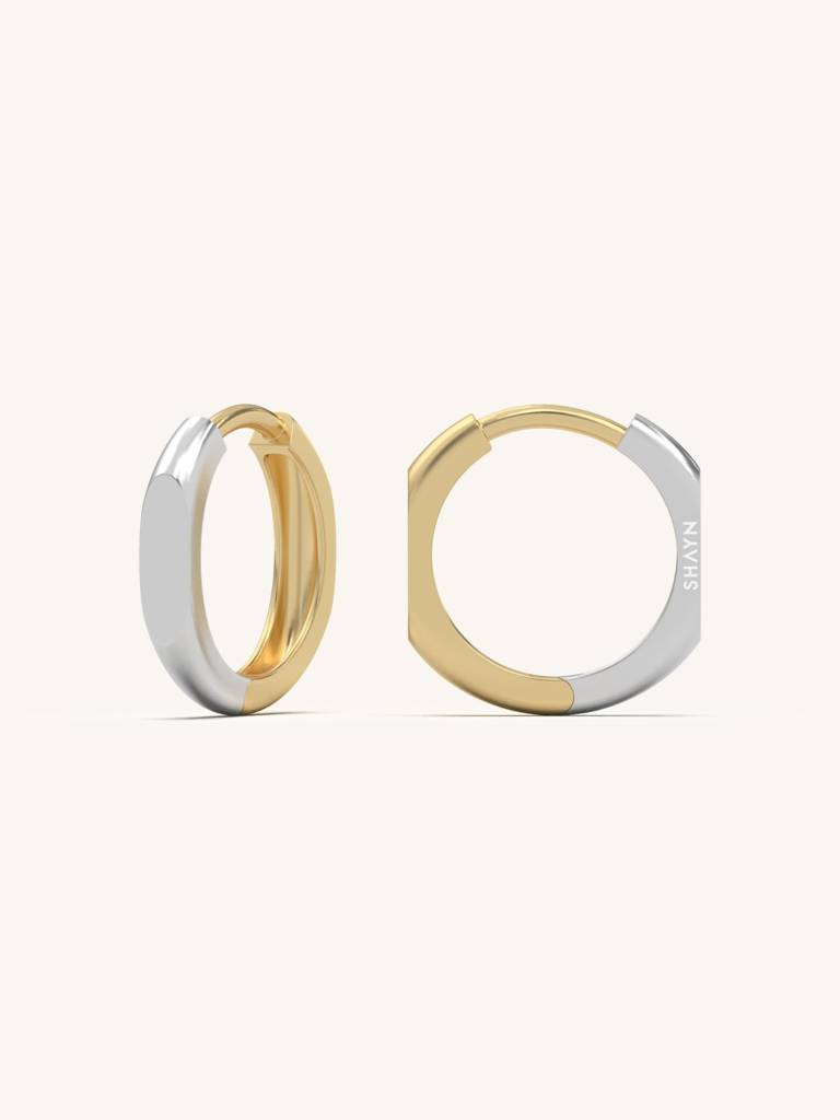 Sleek Dome Huggies Earrings 925 Sterling Silver 18Kt Gold Vermeil Jewellery For Women : QM146003_Y