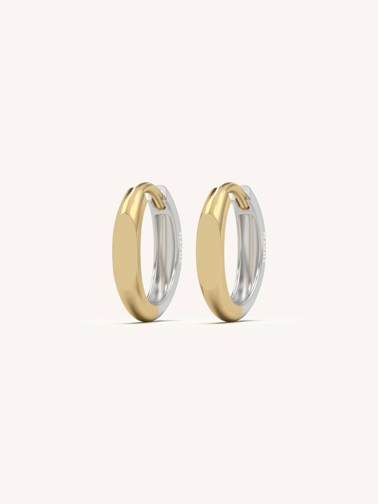 Sleek Dome Huggies Earrings 925 Sterling Silver 18Kt Gold Vermeil Jewellery For Women : QM146003_Y
