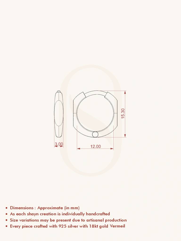 Sleek Dome Huggies Earrings 925 Sterling Silver 18Kt Gold Vermeil Jewellery For Women : QM146003_Y