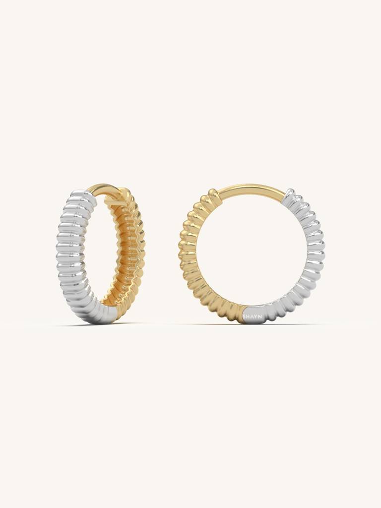 Grooved Curve Huggies Earrings 925 Sterling Silver 18Kt Gold Vermeil Jewellery For Women : QM146007_Y