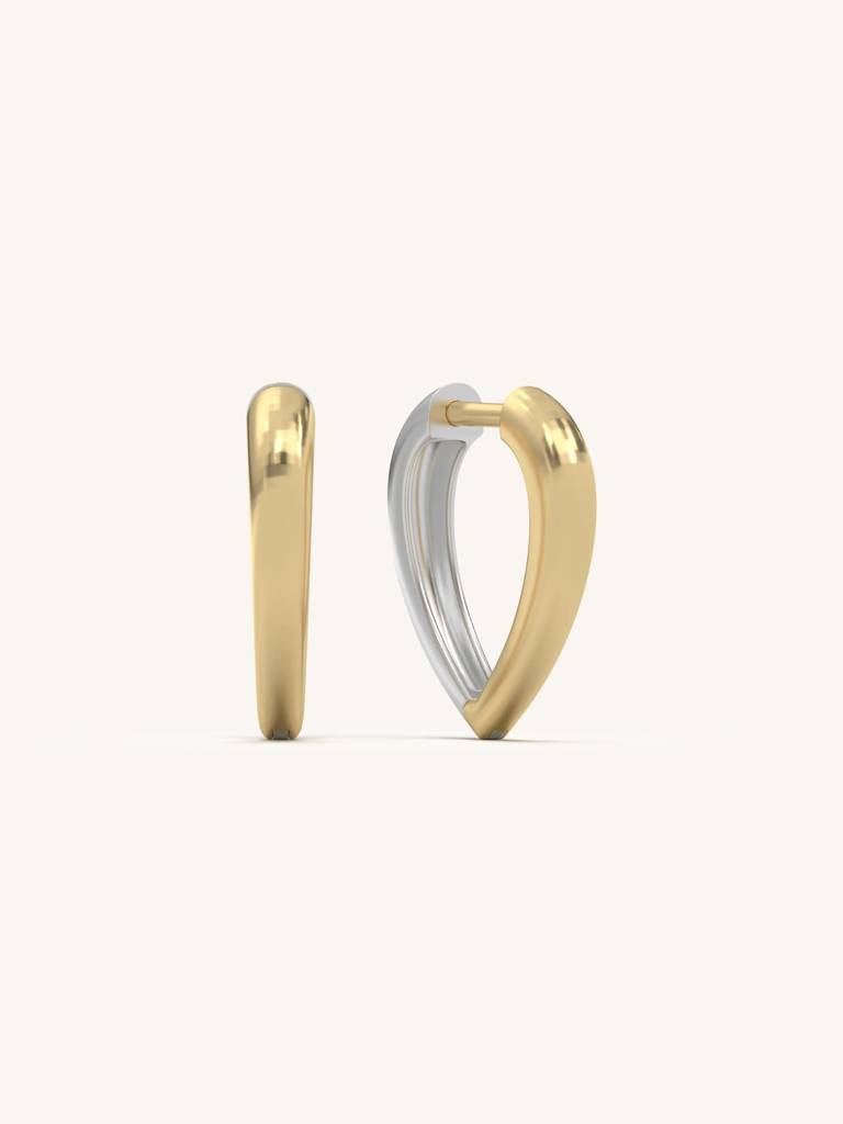 Teardrop Hoop Huggies Earrings 925 Sterling Silver 18Kt Gold Vermeil Jewellery For Women : QM146010_Y