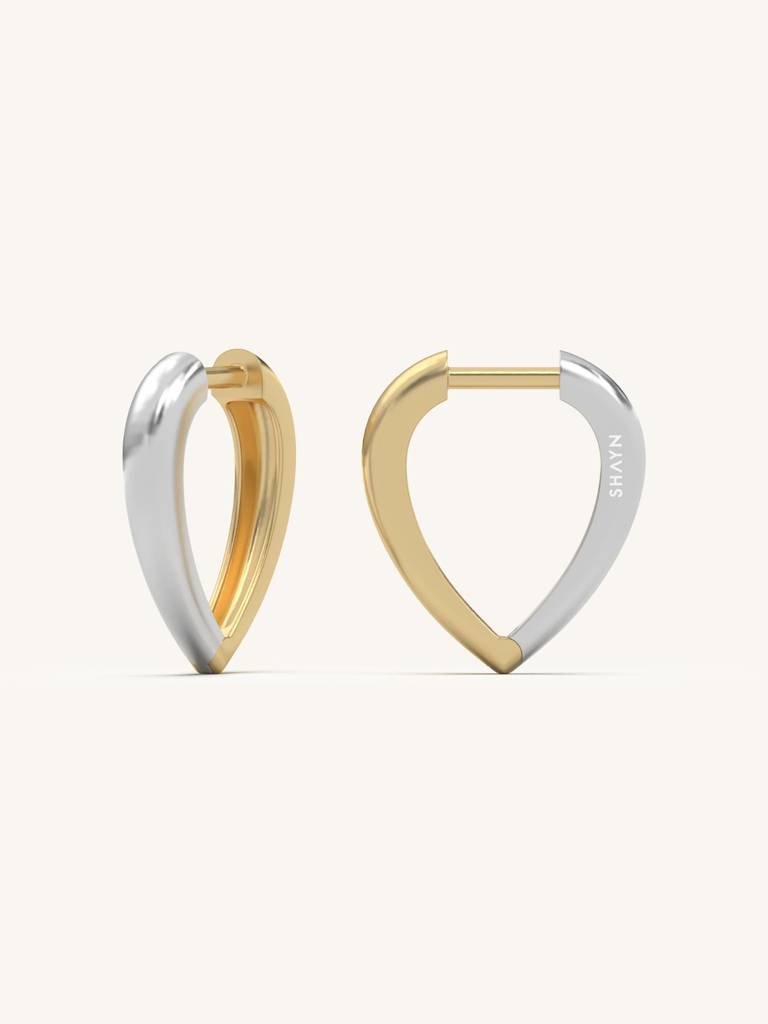 Teardrop Hoop Huggies Earrings 925 Sterling Silver 18Kt Gold Vermeil Jewellery For Women : QM146010_Y