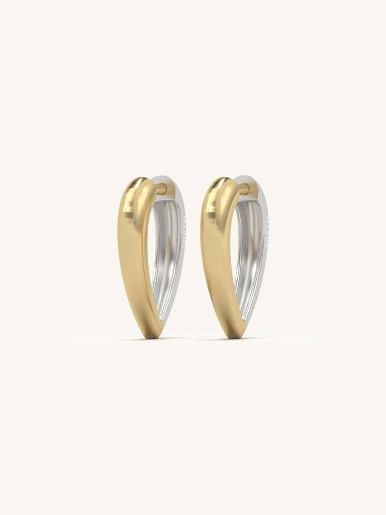 Teardrop Hoop Huggies Earrings 925 Sterling Silver 18Kt Gold Vermeil Jewellery For Women : QM146010_Y