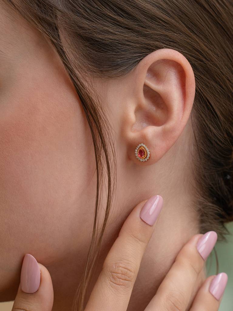 Royal Teardrop Shine Studs Earrings 925 Sterling Silver 18Kt Gold Vermeil Jewellery For Women : QM170004_Y