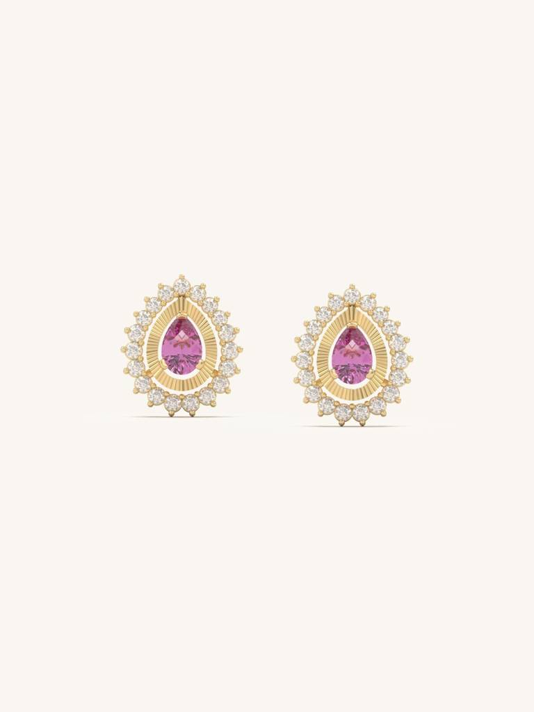 Royal Teardrop Shine Studs Earrings 925 Sterling Silver 18Kt Gold Vermeil Jewellery For Women : QM170004_Y