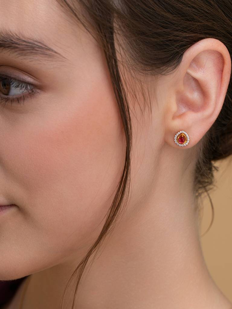 Royal Teardrop Shine Studs Earrings 925 Sterling Silver 18Kt Gold Vermeil Jewellery For Women : QM170004_Y