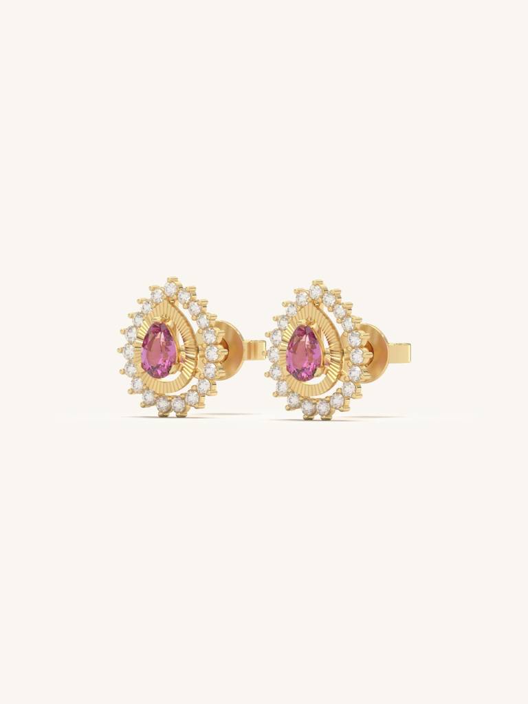 Royal Teardrop Shine Studs Earrings 925 Sterling Silver 18Kt Gold Vermeil Jewellery For Women : QM170004_Y