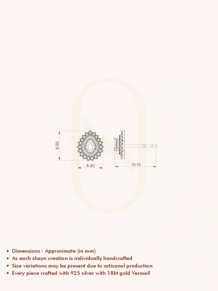 Royal Teardrop Shine Studs Earrings 925 Sterling Silver 18Kt Gold Vermeil Jewellery For Women : QM170004_Y