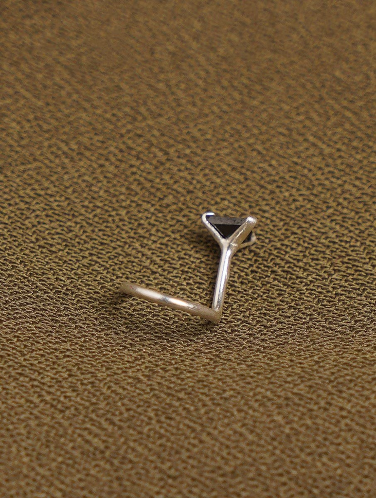 Sterling Silver Black Triangle Stone Nose Pin : ARSNP256