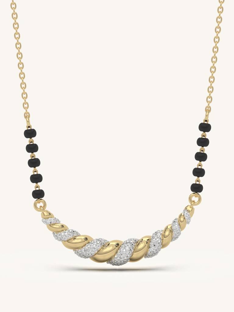Curved Mangalsutra Design 925 Sterling Silver 18Kt Gold Vermeil Jewellery For Women : QS132001_Y