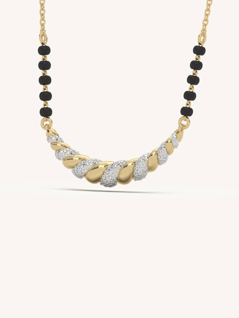 Curved Mangalsutra Design 925 Sterling Silver 18Kt Gold Vermeil Jewellery For Women : QS132001_Y