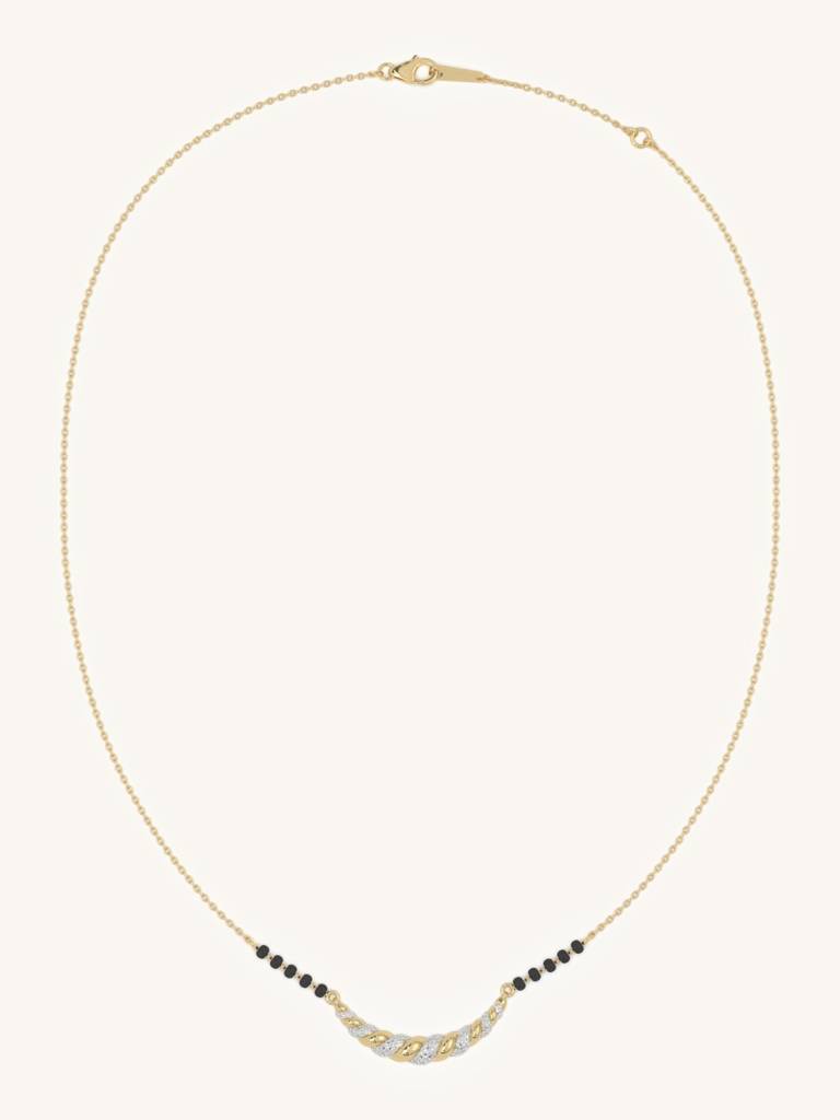 Curved Mangalsutra Design 925 Sterling Silver 18Kt Gold Vermeil Jewellery For Women : QS132001_Y