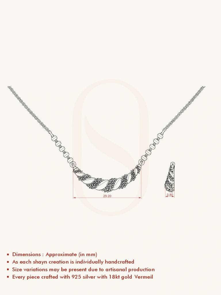 Curved Mangalsutra Design 925 Sterling Silver 18Kt Gold Vermeil Jewellery For Women : QS132001_Y